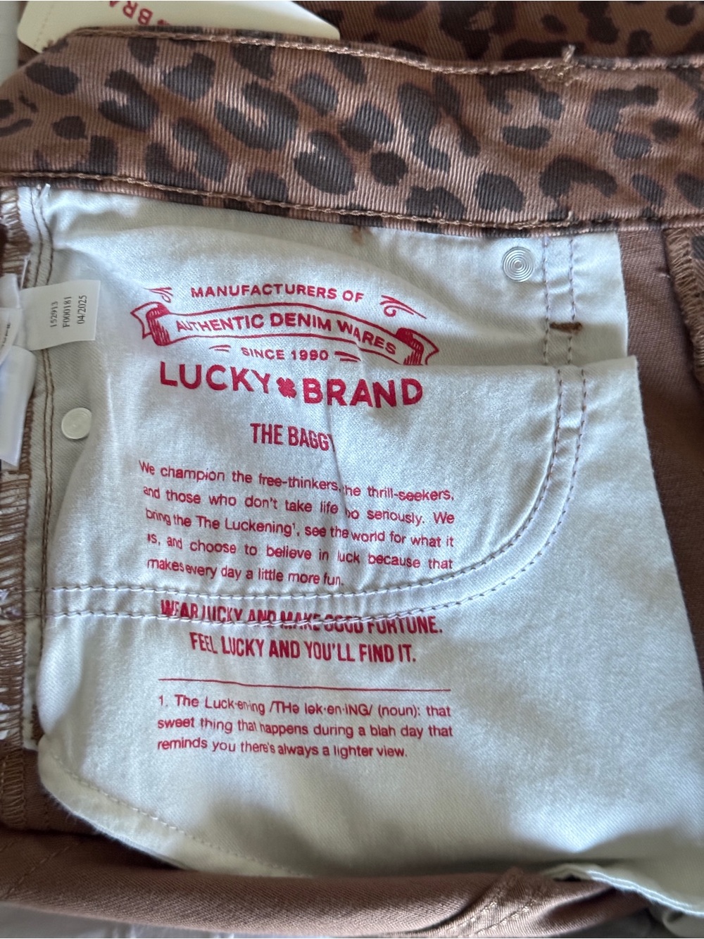 NWT Lucky Brand The Baggy Leopard Print Jeans 10/30 Brown Animal Print - Picture 13 of 13